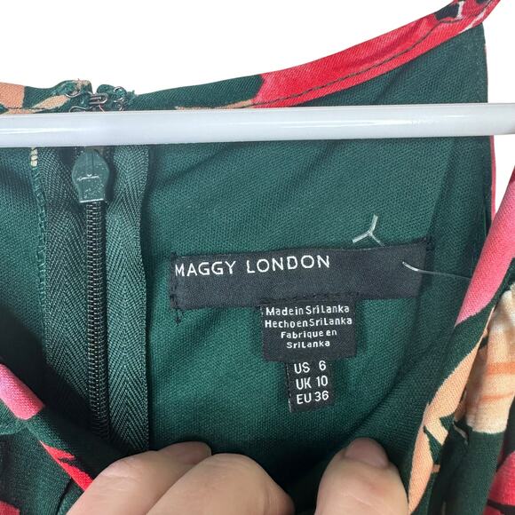 Maggy London NWT Bright Green Lottie Floral Halter Cropped Sleeveless Jumpsuit - Picture 8 of 10